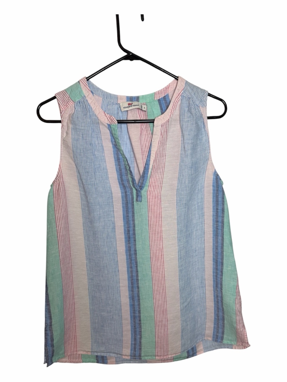 Vineyard Vines Multicolor Striped Linen Sleeveless V-Neck Blouse Women’s S